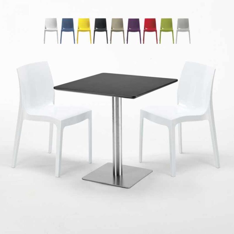 

Mesa Cuadrada Negra 70x70 cm y 2 Sillas De Colores Ice RUM RAISIN | Color: Blanco
