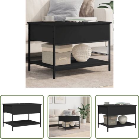 Tavolino nero -  Tavolino da Salotto Nero 70x50x50cm Legno Multistrato Metallo