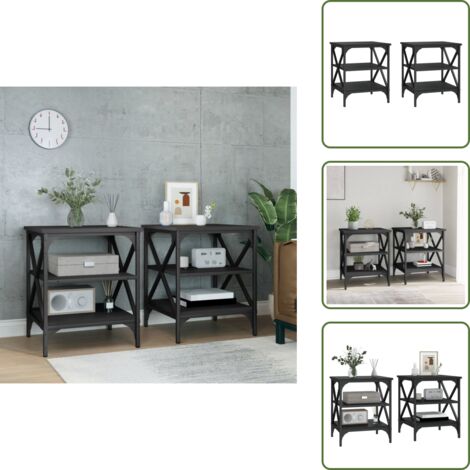 Tavolino nero - vidaXL Tavolini 2 pz Neri 40x42x50 cm in Legno Multistrato - Tavolino con gambe regolabili