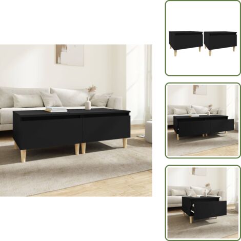 Tavolino nero - vidaXL Tavolini 2pz Neri 50x46x35 cm in Legno Multistrato - Tavolino con cassetto