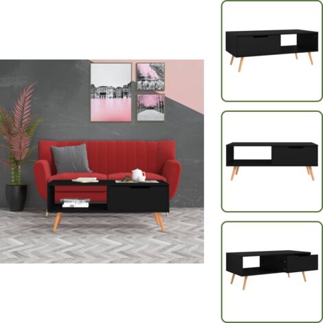 Tavolino nero - vidaXL Tavolino da Salotto Nero 100x49,5x43 cm in Legno Multistrato -