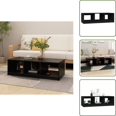Tavolino nero - vidaXL Tavolino da Salotto Nero 110x50x34 cm Legno Massello di Pino -