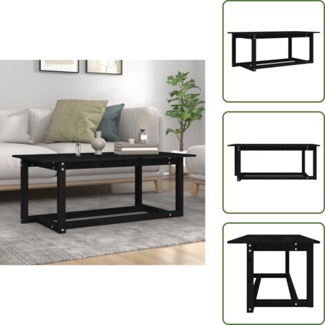 Tavolino nero - vidaXL Tavolino da Salotto Nero 110x55x45 cm Legno Massello di Pino - Tavolino da salotto in legno
