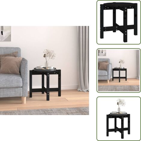 Tavolino nero - vidaXL Tavolino da Salotto Nero Ø 52,5x45 cm in Legno Massello di Pino -