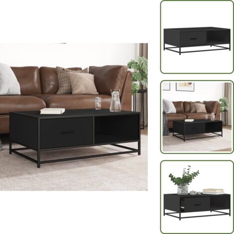 Tavolino nero - vidaXL Tavolino Salotto Nero 90x57x35 cm in Truciolato e Metallo - Tavolino per salotto