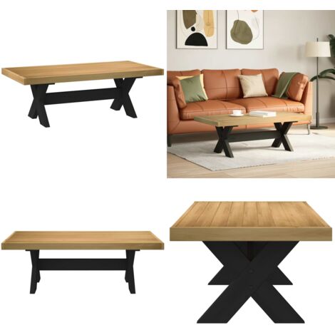 Tavolino NOAIN Gambe a Forma di X 120x60x40cm in Legno Massello - Tavolino da caffè - Tavolo in pino
