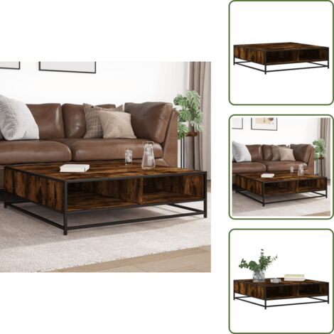 Tavolino per casa - vidaXL Tavolino Rovere Fumo 100x100x30 cm in Truciolato e Metallo - Tavolino per soggiorno