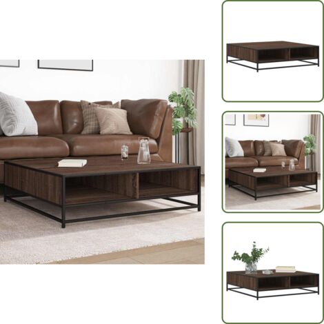 Tavolino per casa - vidaXL Tavolino Rovere Marrone 100x100x30 cm in Truciolato e Metallo - Tavolino per interni