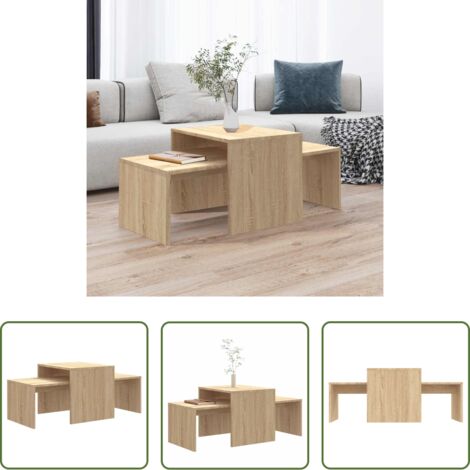 Tavolino per divano -  Set Tavolini Salotto Rovere Sonoma 100x48x40 cm Multistrato