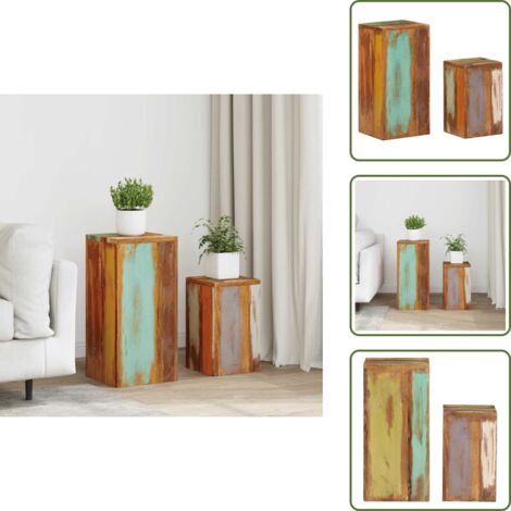 Tavolino per divano - vidaXL Supporti per Piante 2 pz in Legno Massello di Recupero - Supporti per telefono