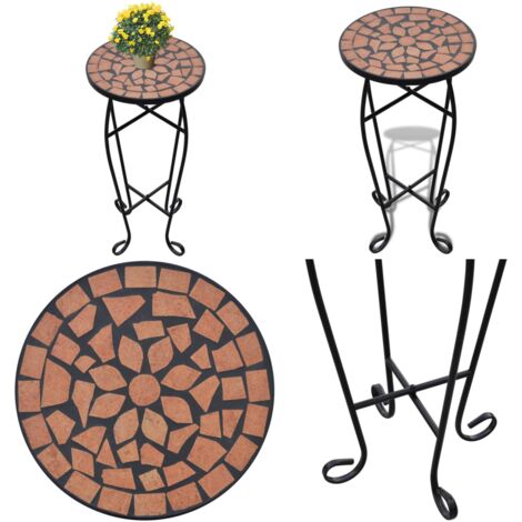 Tavolino per Piante con Mosaico Terracotta - Mosaico terracotta - Tavolo per giardino