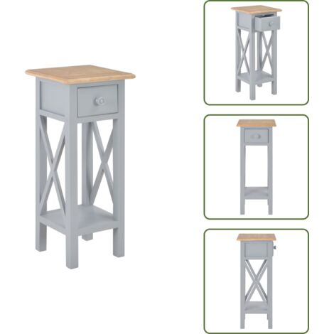 Tavolino per soggiorno - vidaXL Tavolino Laterale Grigio 27x27x65,5 cm in Legno - Tavolino con cassetto