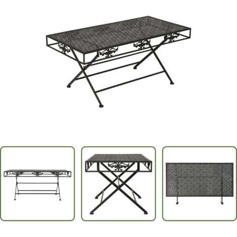 Tavolino pieghevole -  Tavolino da Salotto Pieghevole Vintage Metallo 100x50x45cm Nero