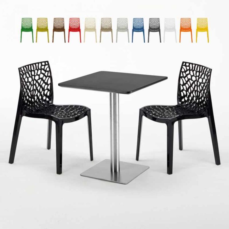 

Mesa Cuadrada 60x60 cm Base de Acero y Tablero Negro con 2 Sillas De Colores Gruvyer Pistachio | Color: Negro