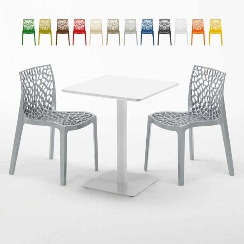 

Mesa Cuadrada Blanca 60x60 cm y 2 Sillas De Colores Gruvyer Lemon | Color: Gris