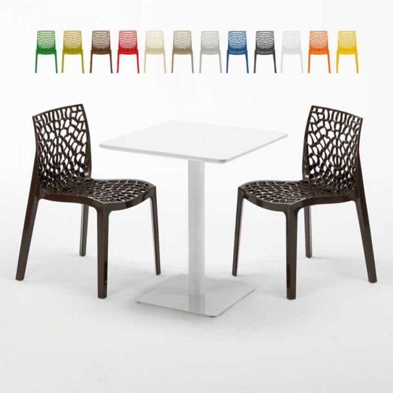 

Mesa Cuadrada Blanca 60x60 cm y 2 Sillas De Colores Gruvyer Lemon | Color: Marrón