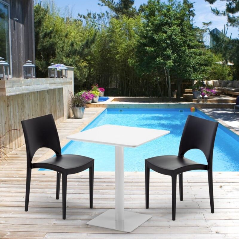 

Mesa Cuadrada Blanca 60x60 cm y 2 Sillas De Colores Paris Lemon | Color: Verde