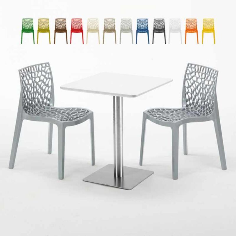 

Mesa Cuadrada 60x60 cm Tablero Blanco y 2 Sillas De Colores Gruvyer Hazelnut | Color: Gris