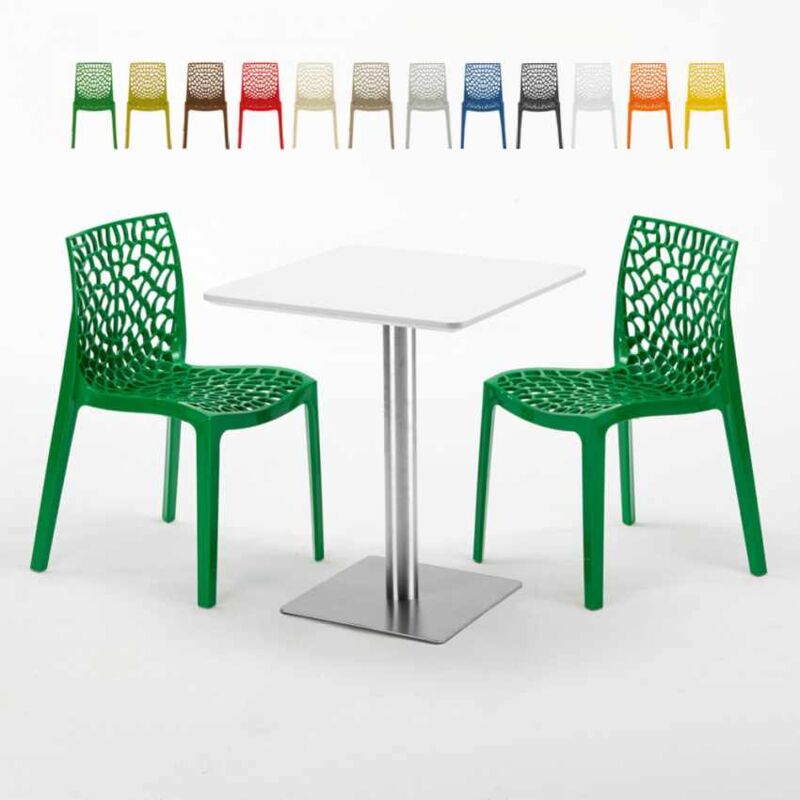 

Mesa Cuadrada 60x60 cm Tablero Blanco y 2 Sillas De Colores Gruvyer Hazelnut | Color: Verde