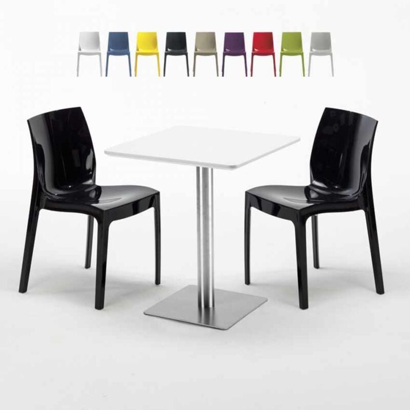 

Mesa Cuadrada 60x60 cm Tablero Blanco y 2 Sillas De Colores Ice Hazelnut | Color: Negro