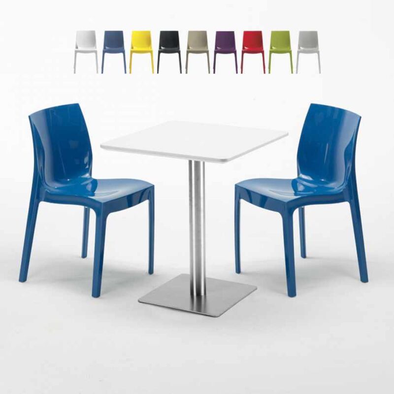 

Mesa Cuadrada 60x60 cm Tablero Blanco y 2 Sillas De Colores Ice Hazelnut | Color: Azul Marino