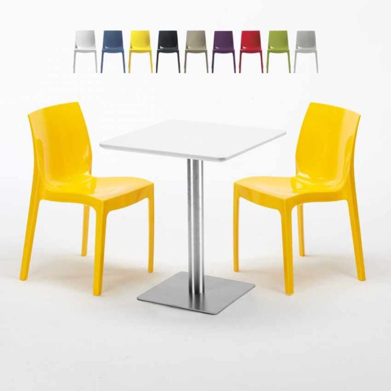 

Mesa Cuadrada 60x60 cm Tablero Blanco y 2 Sillas De Colores Ice Hazelnut | Color: Amarillo