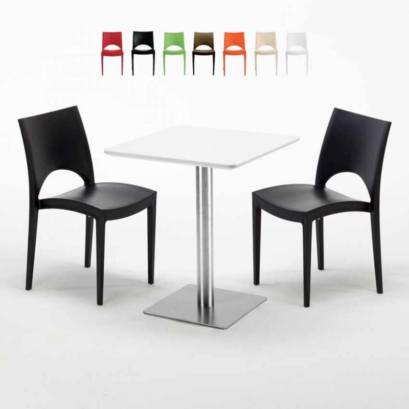 

Mesa Cuadrada 60x60 cm Tablero Blanco y 2 Sillas De Colores Paris Hazelnut | Color: Negro