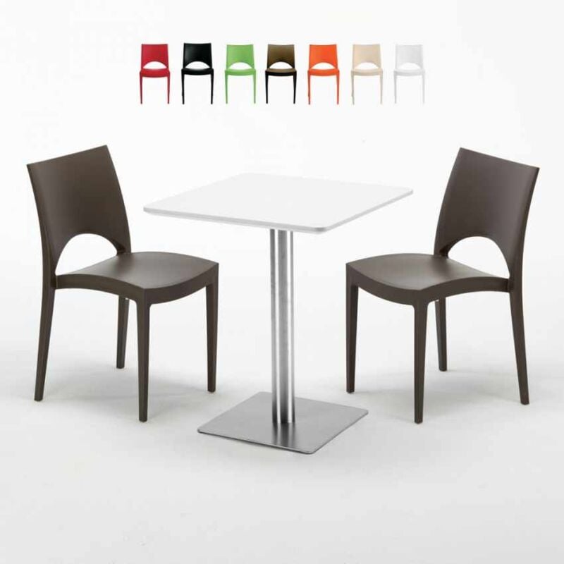 

Mesa Cuadrada 60x60 cm Tablero Blanco y 2 Sillas De Colores Paris Hazelnut | Color: Marrón