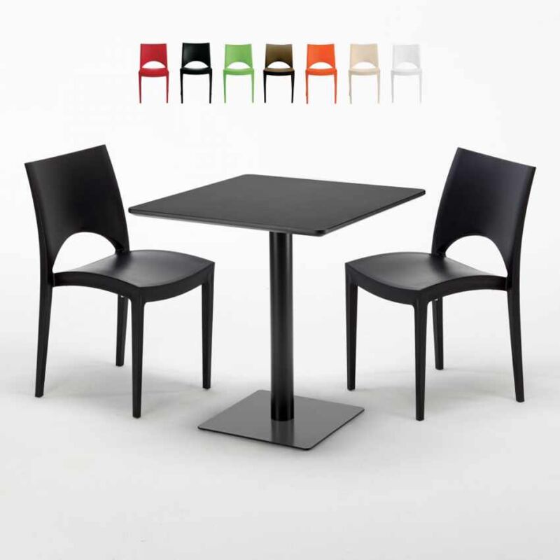 

Mesa Cuadrada Negra 70x70 cm y 2 Sillas De Colores Paris Kiwi | Color: Negro