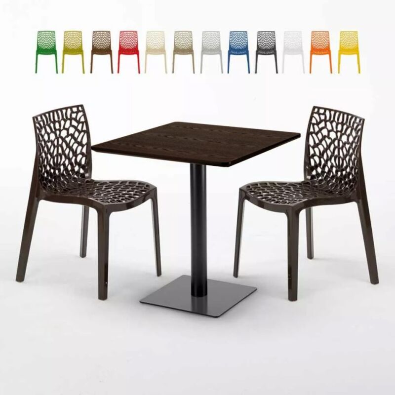 

Mesa Cuadrada 70x70 cm Efecto Madera y 2 Sillas De Colores Gruvyer Melon | Color: Marrón