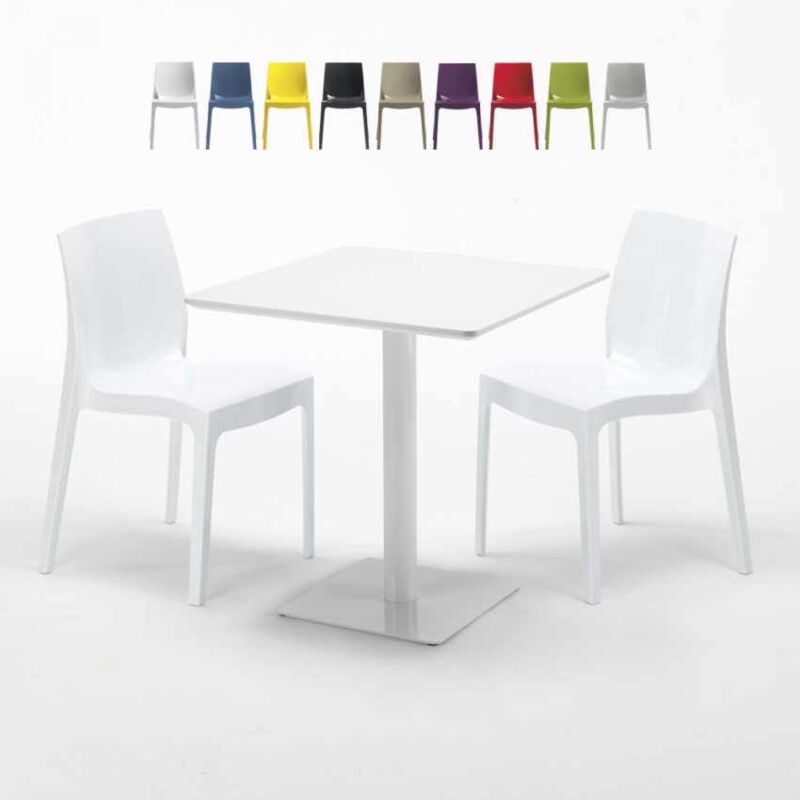 

Mesa Cuadrada Blanca 70x70 cm y 2 Sillas De Colores Ice Meringue | Color: Blanco