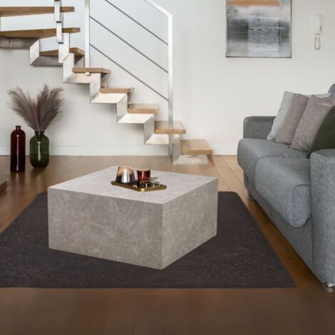Tavolino quadrato da salotto effetto marmo beige Lola 80x80x40H