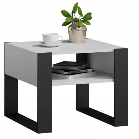 Tavolino quadrato Kaja 60x60 bianco/nero per il soggiorno Tavolino MK