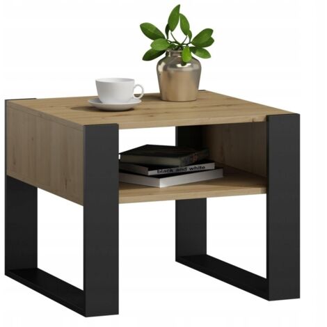 Tavolino quadrato Kaja 60x60 rovere artigianale/nero per soggiorno Tavolino MK