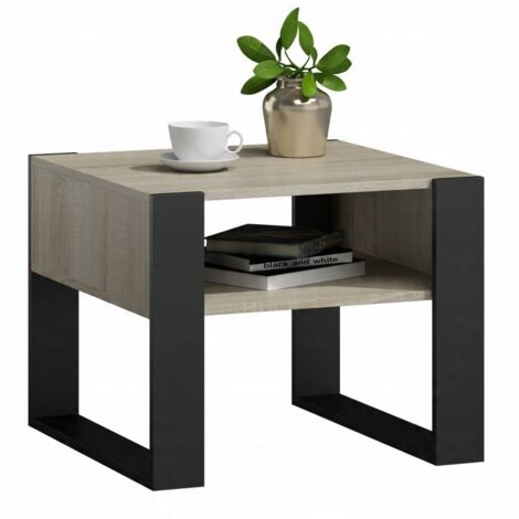Tavolino quadrato Kaja 60x60 sonoma/nero per soggiorno Tavolino MK