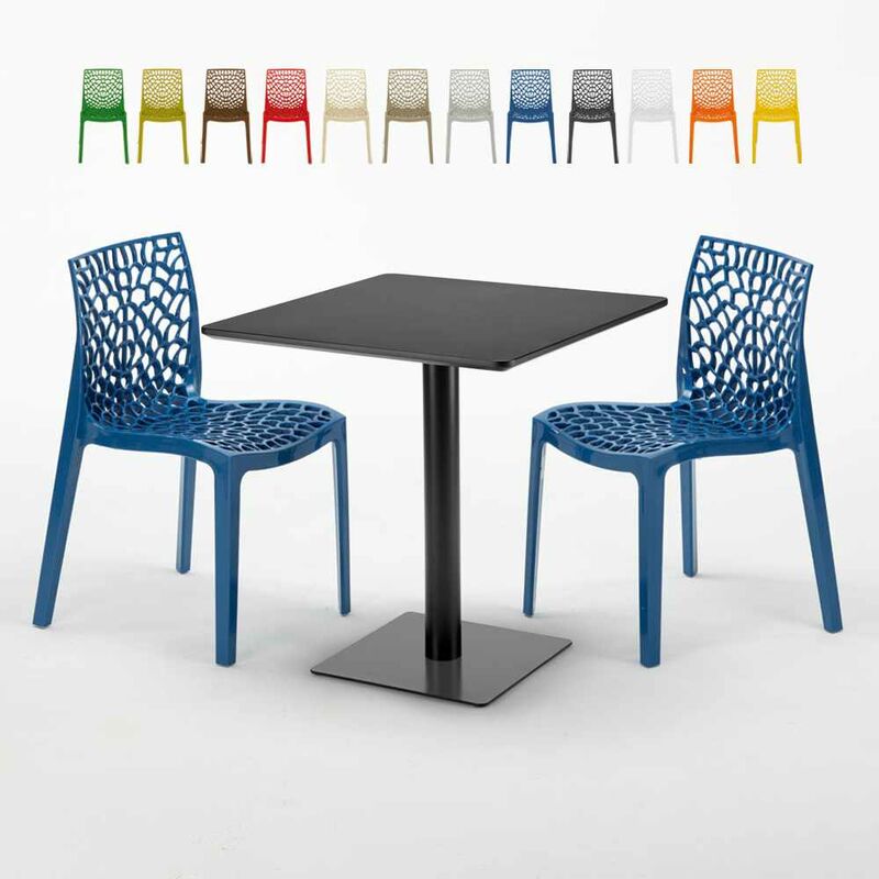 

Mesa Cuadrada Negra 70x70 cm y 2 Sillas De Colores Gruvyer Kiwi | Color: Azul Marino