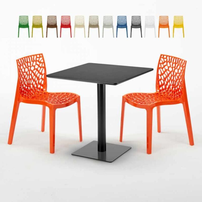 

Mesa Cuadrada Negra 70x70 cm y 2 Sillas De Colores Gruvyer Kiwi | Color: Naranja