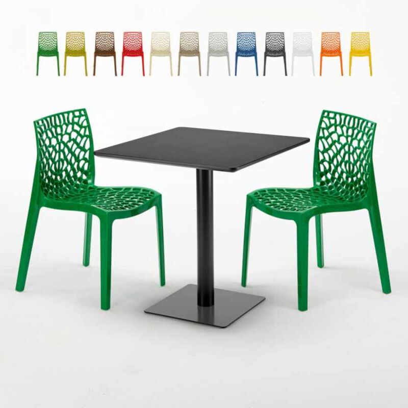 

Mesa Cuadrada Negra 70x70 cm y 2 Sillas De Colores Gruvyer Kiwi | Color: Verde