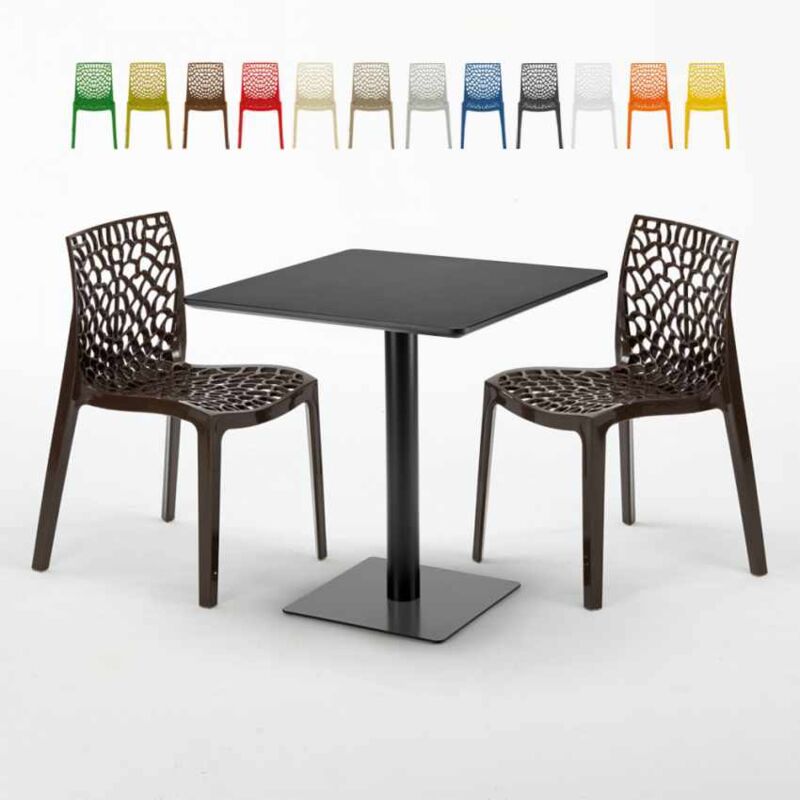 

Mesa Cuadrada Negra 70x70 cm y 2 Sillas De Colores Gruvyer Kiwi | Color: Marrón