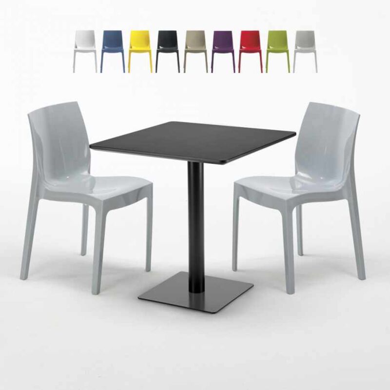 

Mesa Cuadrada Negra 70x70 cm y 2 Sillas De Colores Ice Kiwi | Color: Gris