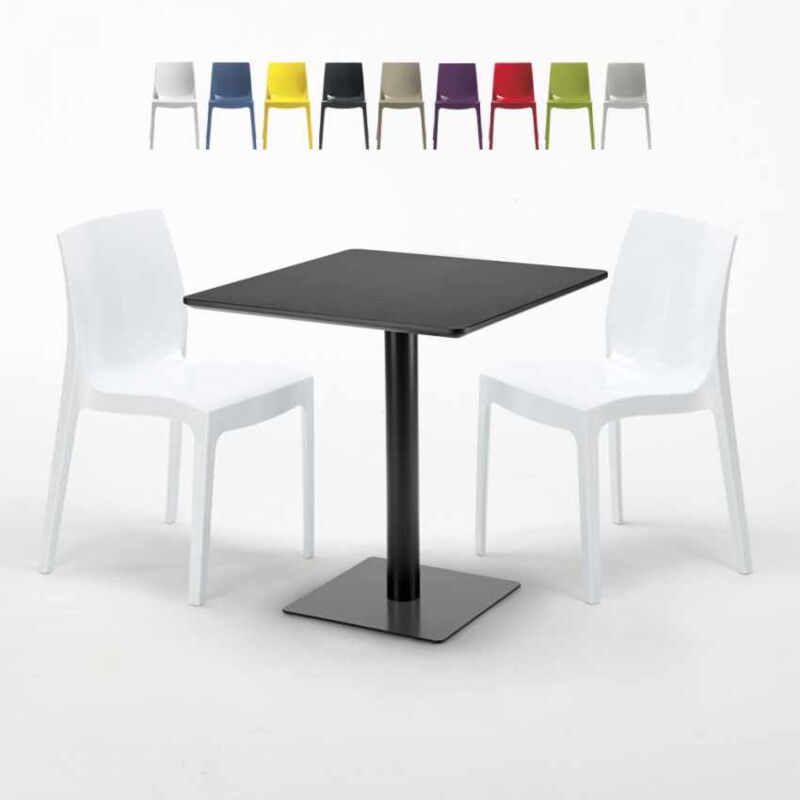 

Mesa Cuadrada Negra 70x70 cm y 2 Sillas De Colores Ice Kiwi | Color: Blanco