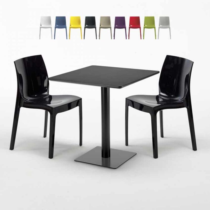 

Mesa Cuadrada Negra 70x70 cm y 2 Sillas De Colores Ice Kiwi | Color: Negro