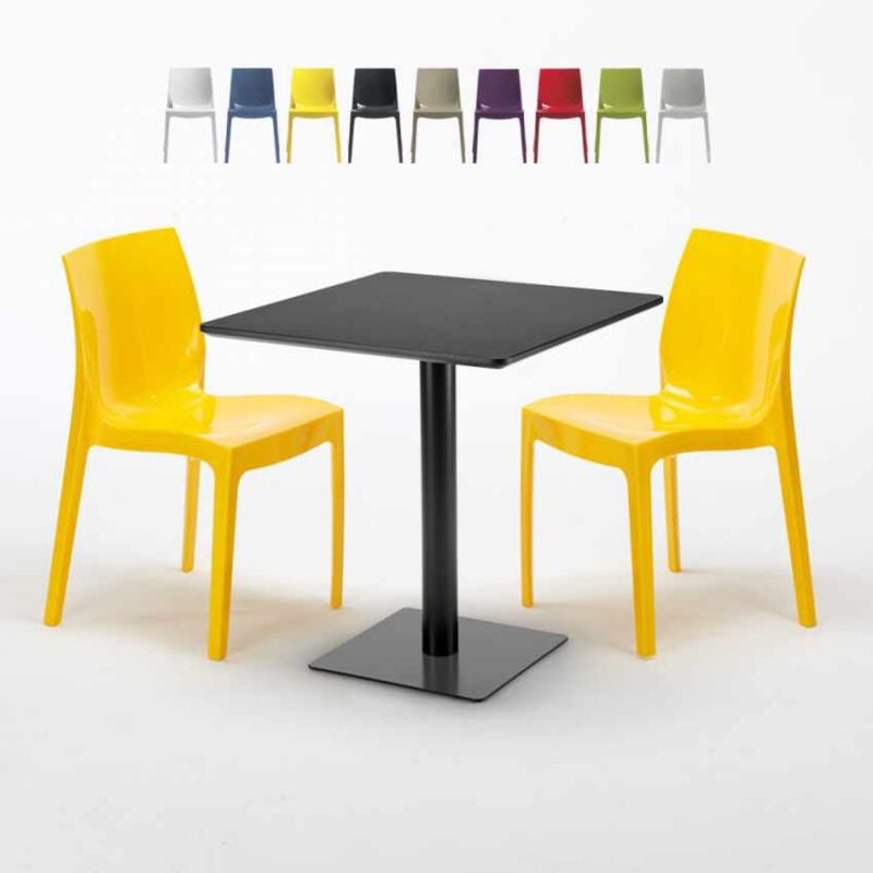 

Mesa Cuadrada Negra 70x70 cm y 2 Sillas De Colores Ice Kiwi | Color: Amarillo