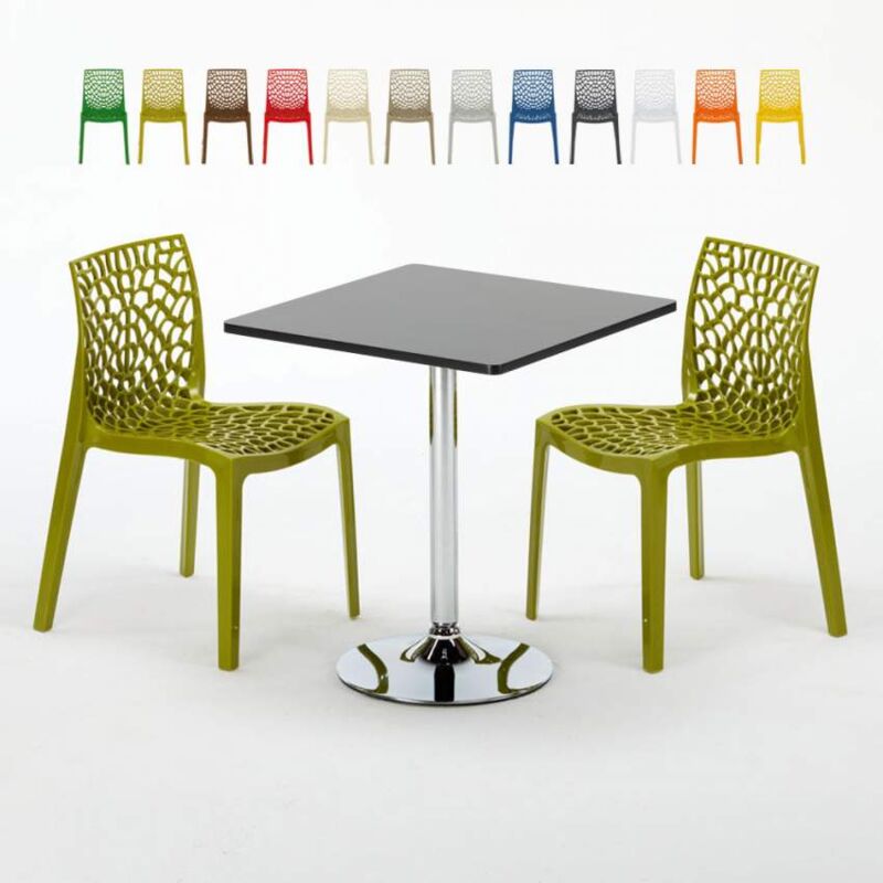 

Mesa Cuadrara Negra 70x70 cm y Sillas De Colores Gruvyer Mojito | Color: Verde Anís