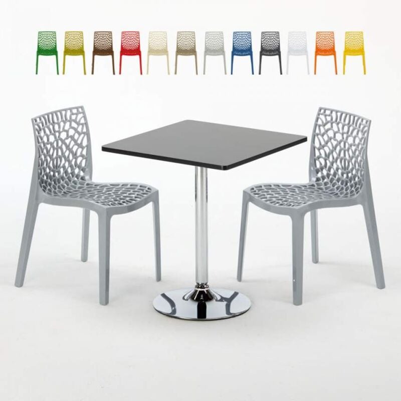 

Mesa Cuadrara Negra 70x70 cm y Sillas De Colores Gruvyer Mojito | Color: Gris