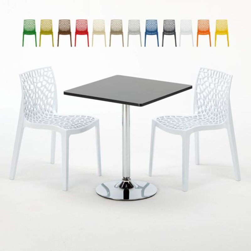 

Mesa Cuadrara Negra 70x70 cm y Sillas De Colores Gruvyer Mojito | Color: Blanco