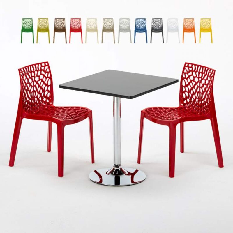 

Mesa Cuadrara Negra 70x70 cm y Sillas De Colores Gruvyer Mojito | Color: Rojo