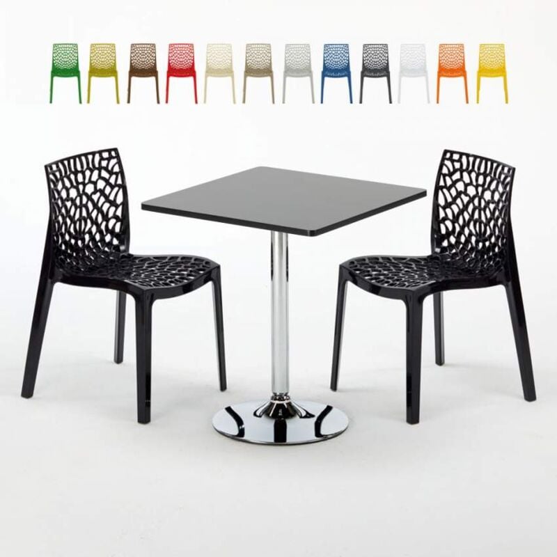 

Mesa Cuadrara Negra 70x70 cm y Sillas De Colores Gruvyer Mojito | Color: Negro