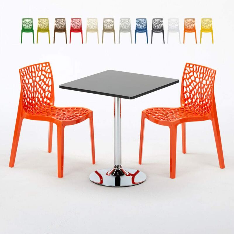 

Mesa Cuadrara Negra 70x70 cm y Sillas De Colores Gruvyer Mojito | Color: Naranja