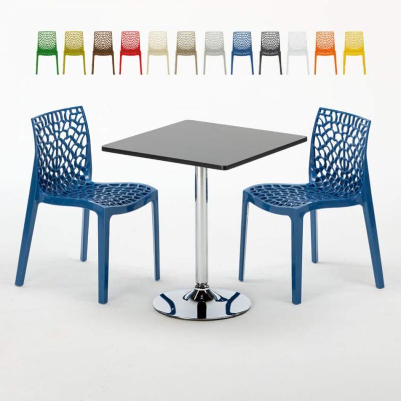 

Mesa Cuadrara Negra 70x70 cm y Sillas De Colores Gruvyer Mojito | Color: Azul Marino